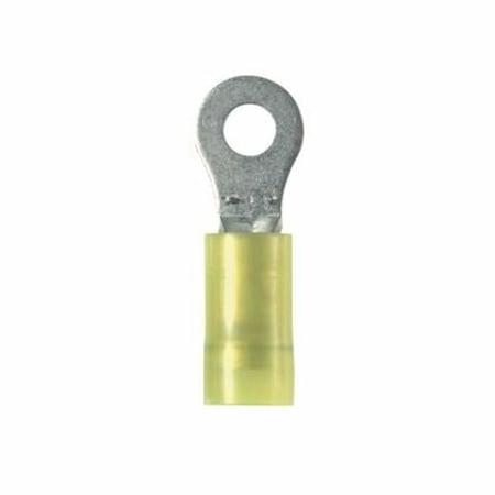 Panduit Ring Terminal, #6 Stud Size, 10 AWG, 1,000 V, Nylon Insulated, Yellow, 50 PK PNF10-6R-L